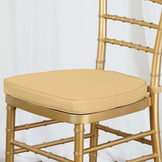 Chiavari Chair Cushion with 1.5" Thick Memory Foam and Ties Champagne - Stylish Removable Cover for Comfort - NestOCart