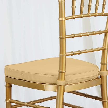 Chiavari Chair Cushion with 1.5" Thick Memory Foam and Ties Champagne - Stylish Removable Cover for Comfort - NestOCart