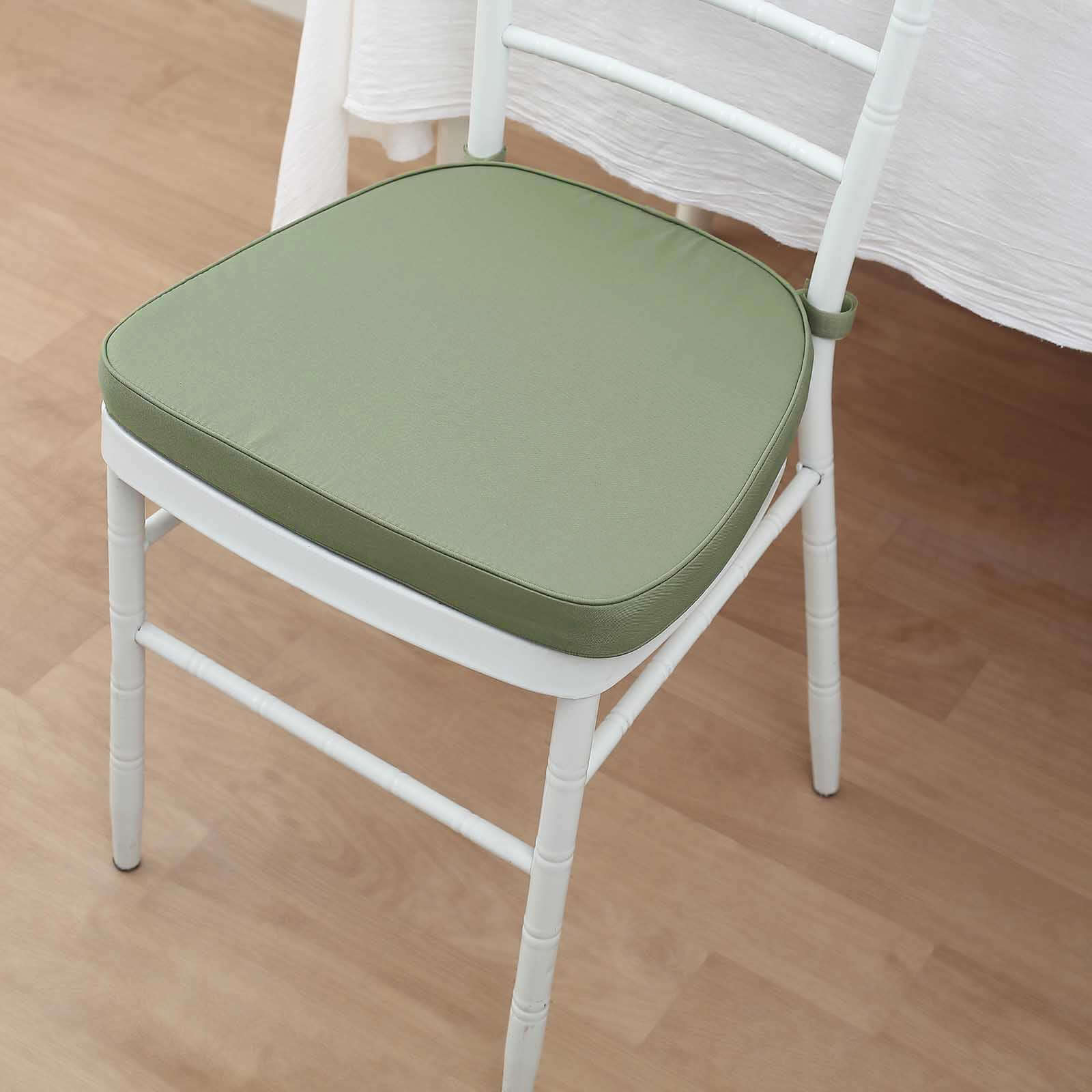 Chiavari Chair Cushion with 1.5" Thick Memory Foam and Ties Dusty Sage Green - Stylish Removable Cover for Comfort - Bell Racket Store
