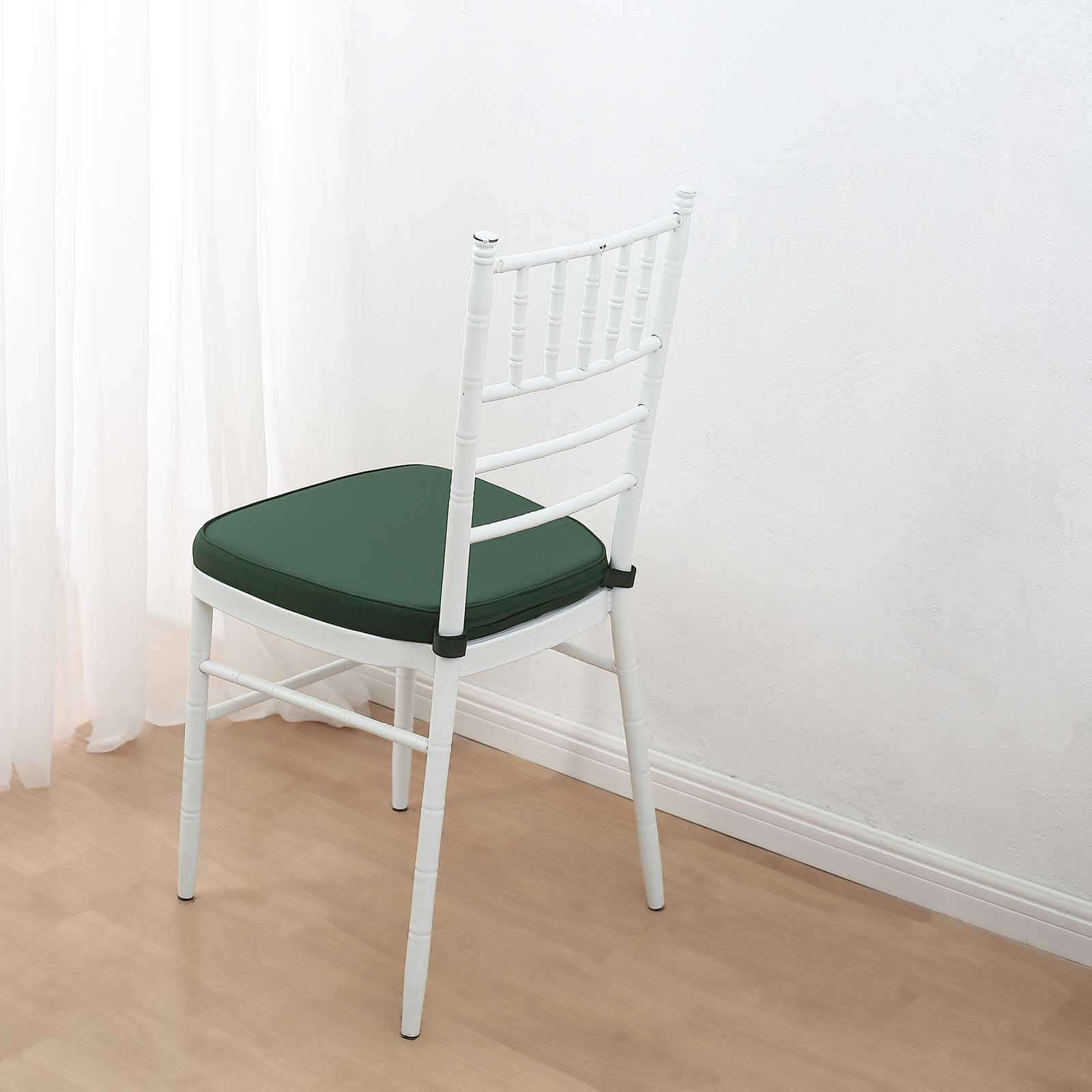 Chiavari Chair Cushion with 1.5" Thick Memory Foam and Ties Hunter Emerald Green - Stylish Removable Cover for Comfort - Bell Racket Store