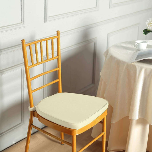 Chiavari Chair Cushion with 1.5" Thick Memory Foam and Ties Ivory - Stylish Removable Cover for Comfort - NestOCart