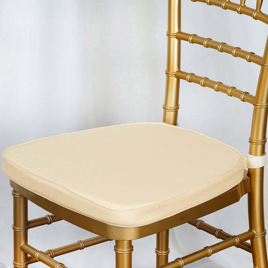 Chiavari Chair Cushion with 1.5" Thick Memory Foam and Ties Ivory - Stylish Removable Cover for Comfort - NestOCart