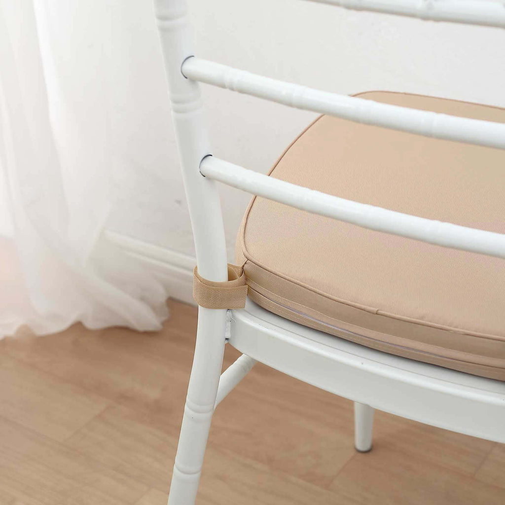 Chiavari Chair Cushion with 1.5" Thick Memory Foam and Ties Nude - Stylish Removable Cover for Comfort - Bell Racket Store