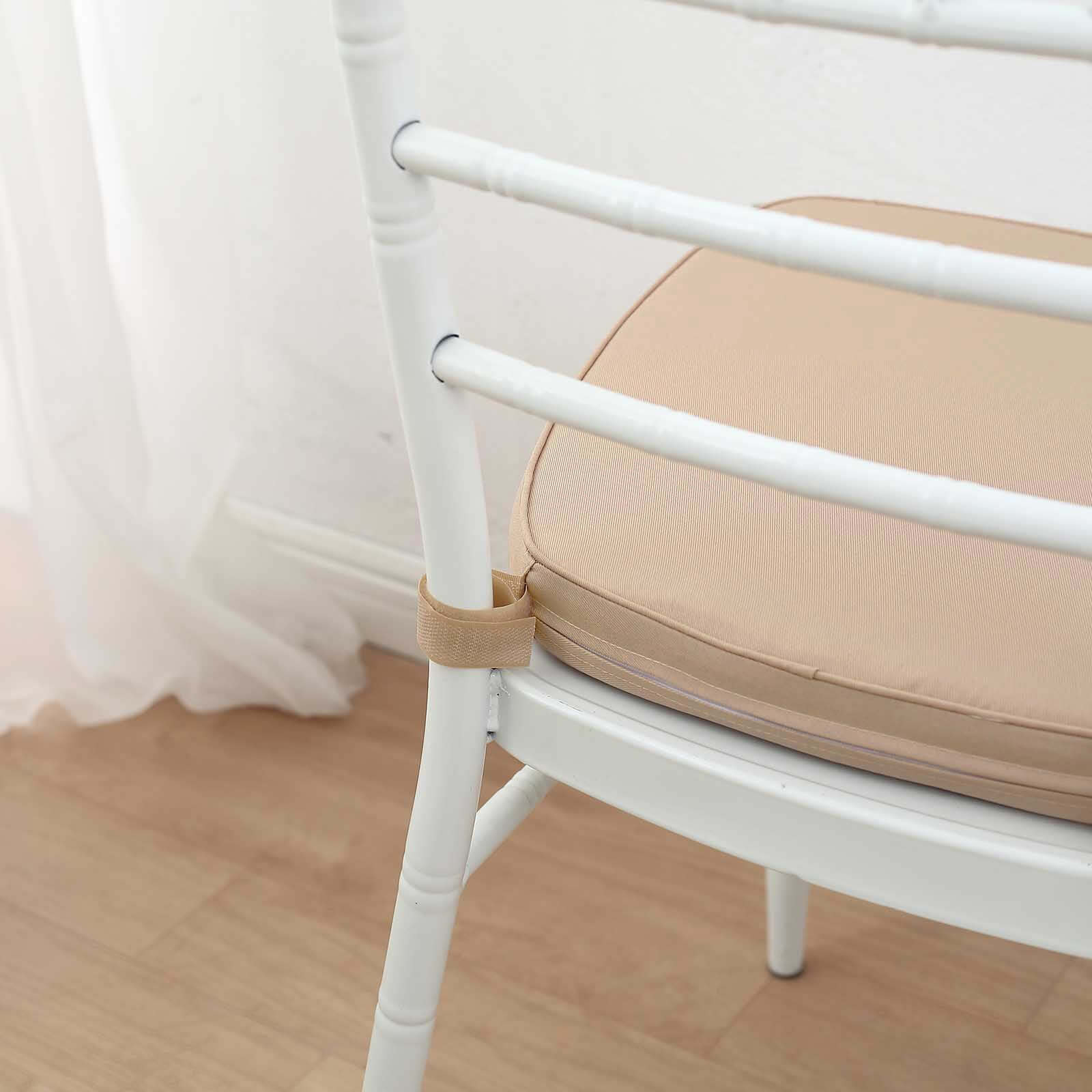 Chiavari Chair Cushion with 1.5" Thick Memory Foam and Ties Nude - Stylish Removable Cover for Comfort - Bell Racket Store