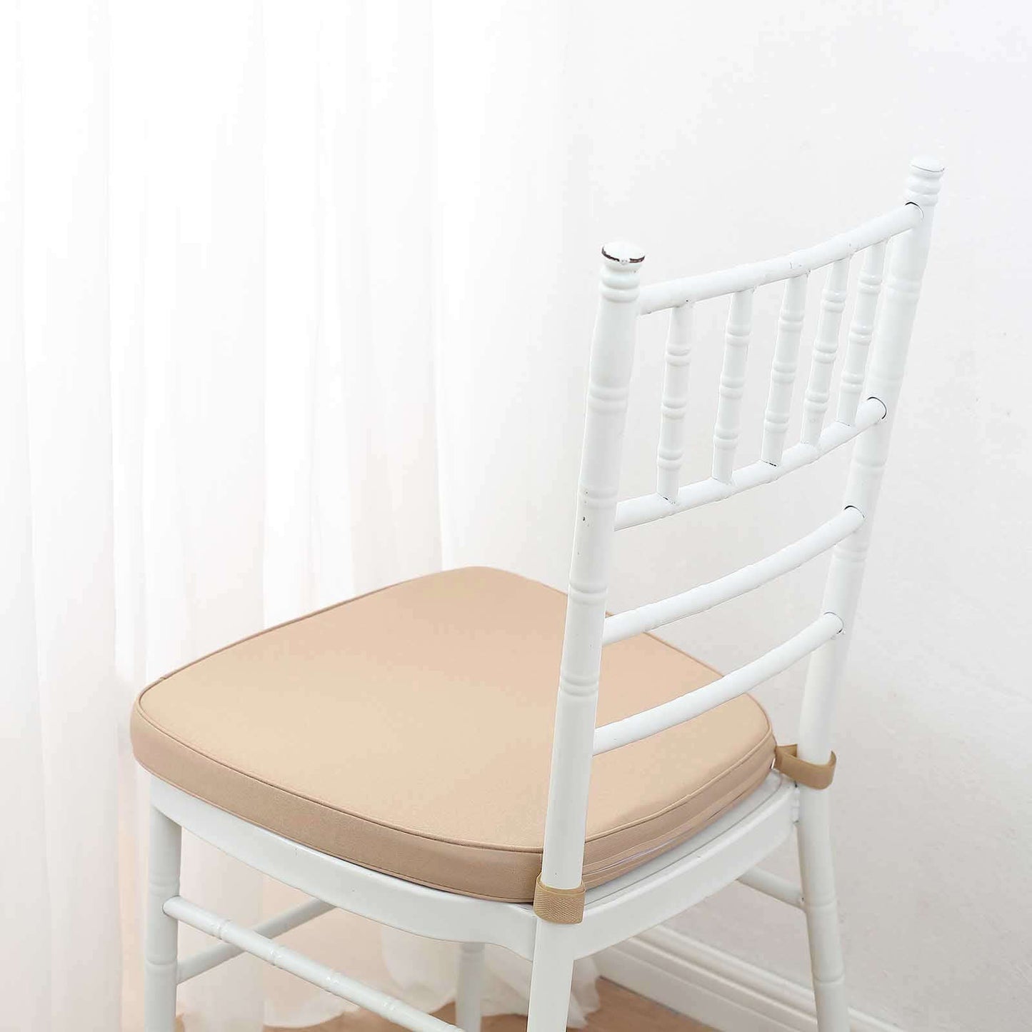 Chiavari Chair Cushion with 1.5" Thick Memory Foam and Ties Nude - Stylish Removable Cover for Comfort - Bell Racket Store