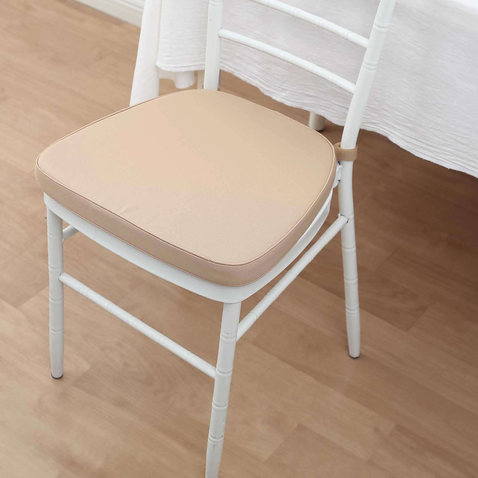 Chiavari Chair Cushion with 1.5" Thick Memory Foam and Ties Nude - Stylish Removable Cover for Comfort - Bell Racket Store