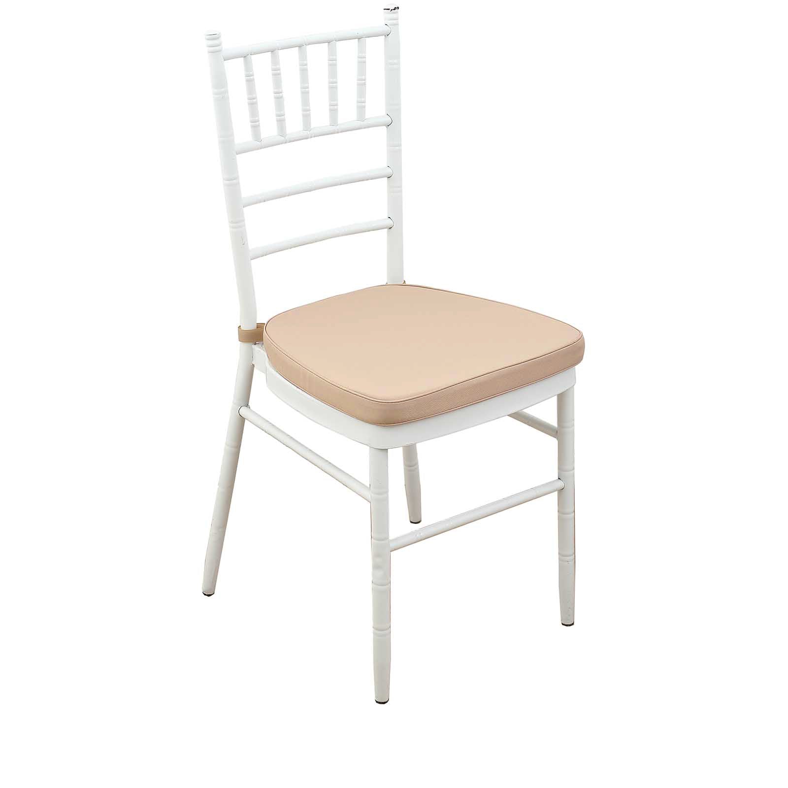 Chiavari Chair Cushion with 1.5" Thick Memory Foam and Ties Nude - Stylish Removable Cover for Comfort - Bell Racket Store