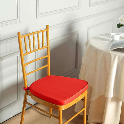 Chiavari Chair Cushion with 1.5" Thick Memory Foam and Ties Red - Stylish Removable Cover for Comfort - NestOCart