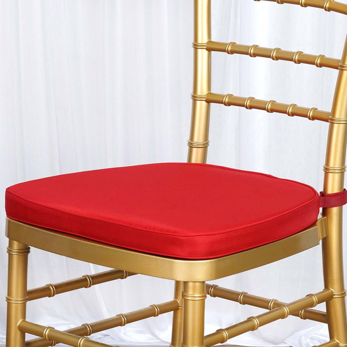 Chiavari Chair Cushion with 1.5" Thick Memory Foam and Ties Red - Stylish Removable Cover for Comfort - NestOCart