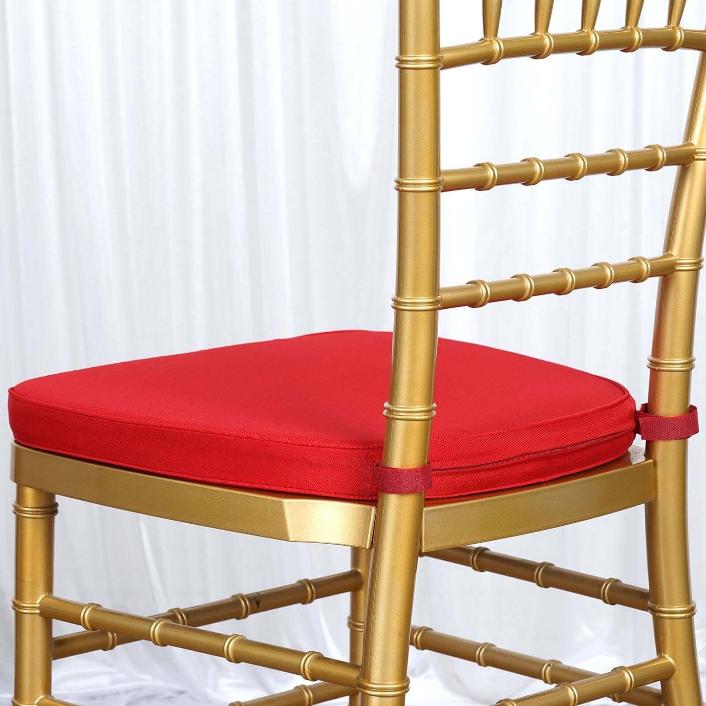 Chiavari Chair Cushion with 1.5" Thick Memory Foam and Ties Red - Stylish Removable Cover for Comfort - NestOCart