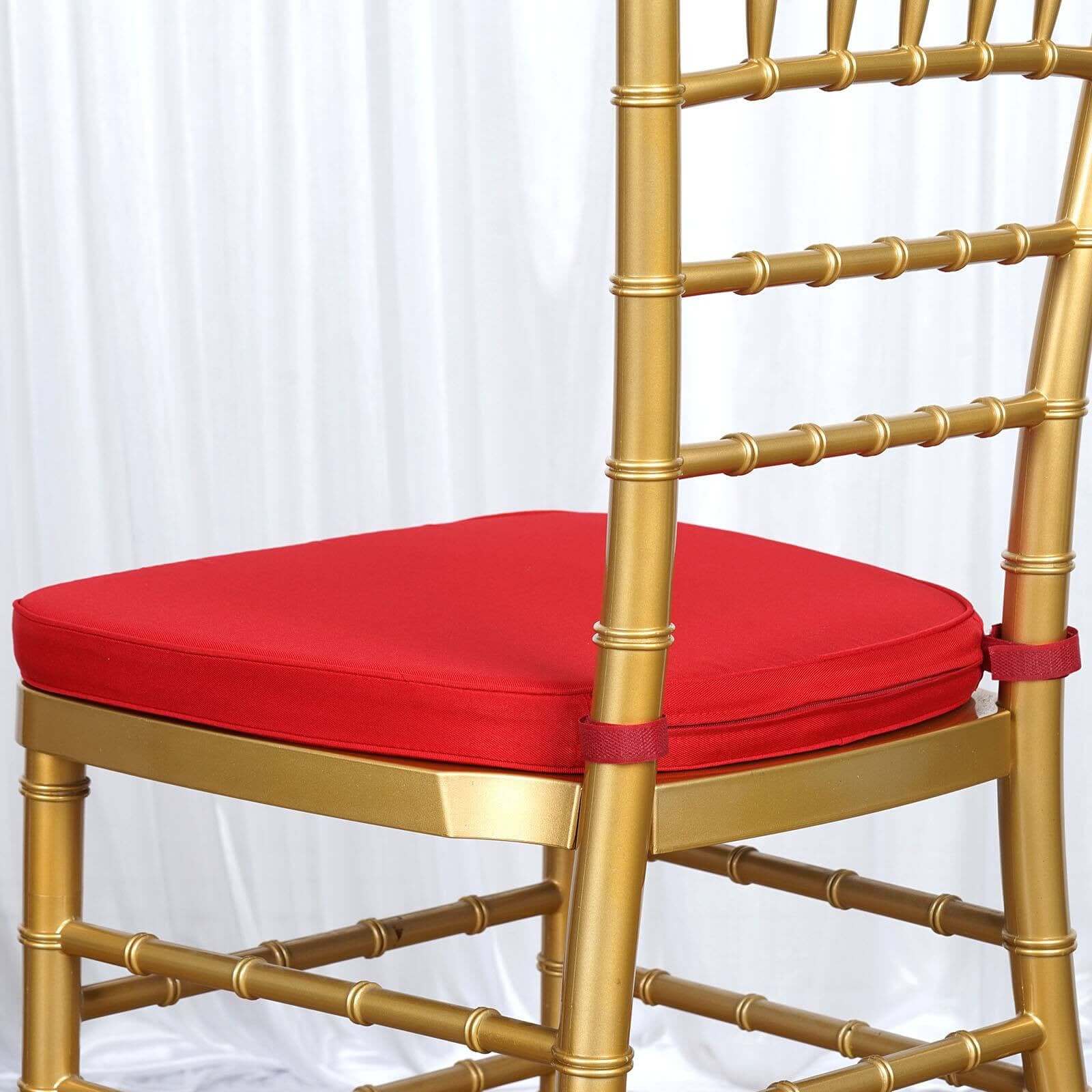 Chiavari Chair Cushion with 1.5" Thick Memory Foam and Ties Red - Stylish Removable Cover for Comfort - NestOCart