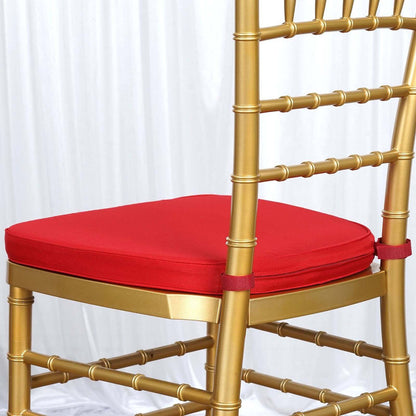 Chiavari Chair Cushion with 1.5" Thick Memory Foam and Ties Red - Stylish Removable Cover for Comfort - NestOCart