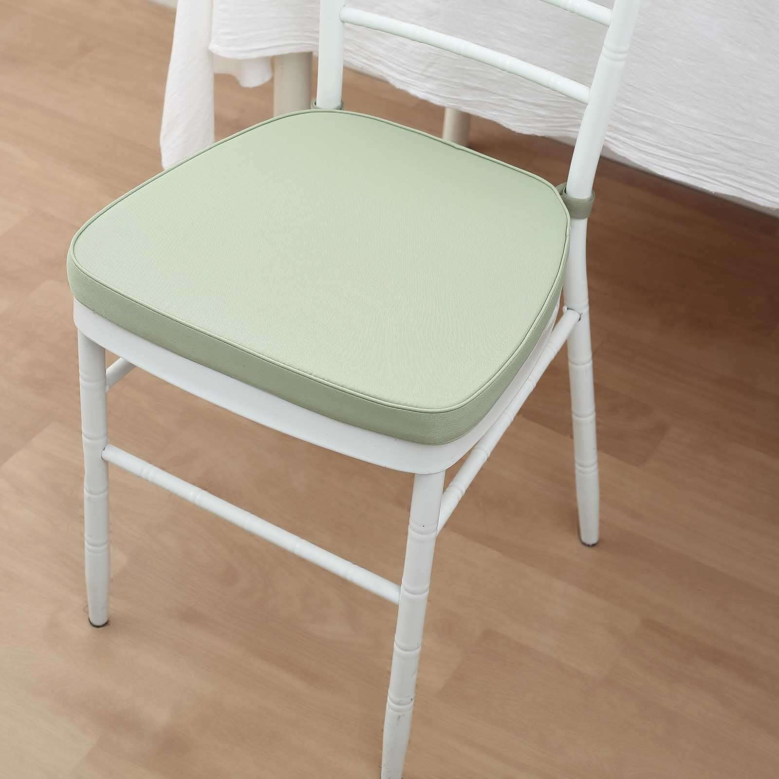 Chiavari Chair Cushion with 1.5" Thick Memory Foam and Ties Sage Green - Stylish Removable Cover for Comfort - Bell Racket Store