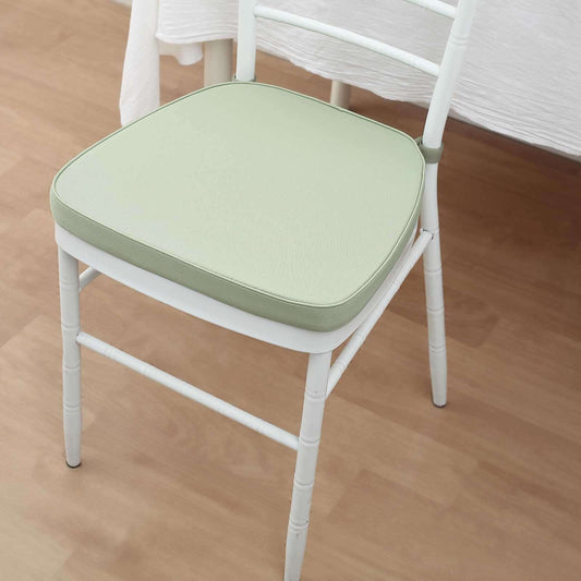 Chiavari Chair Cushion with 1.5" Thick Memory Foam and Ties Sage Green - Stylish Removable Cover for Comfort - Bell Racket Store