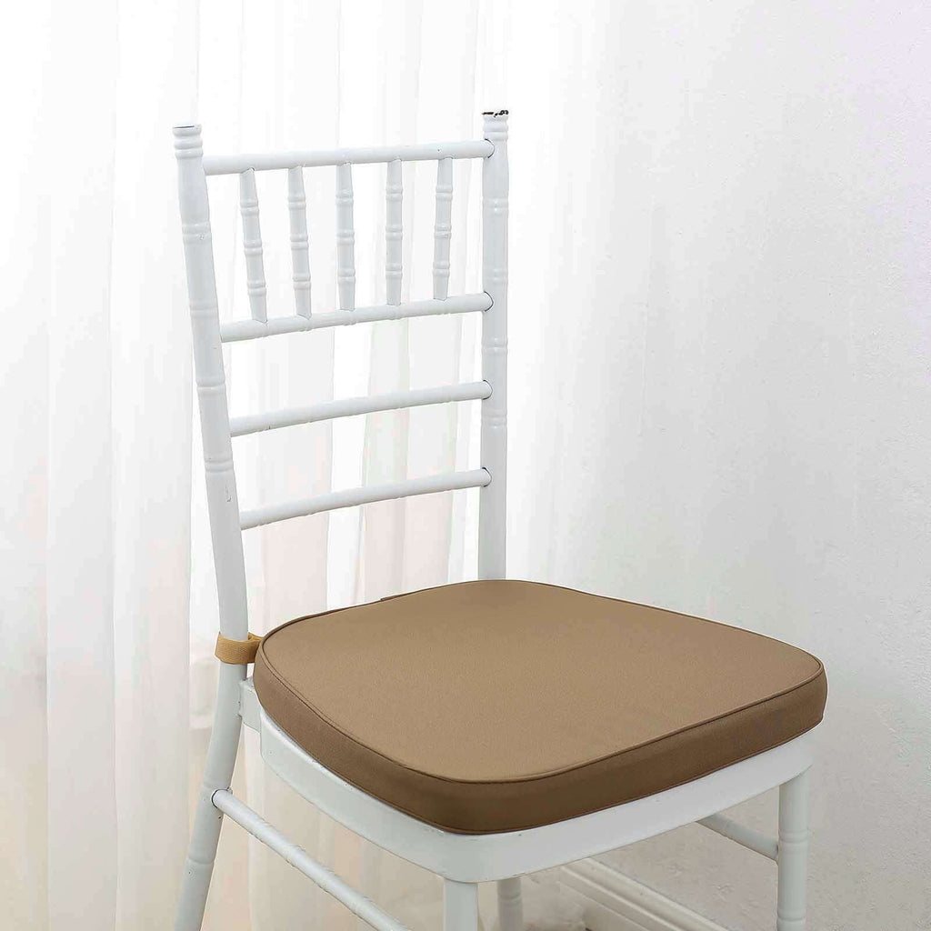 Chiavari Chair Cushion with 1.5" Thick Memory Foam and Ties Taupe - Stylish Removable Cover for Comfort - Bell Racket Store