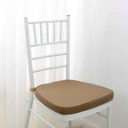 Chiavari Chair Cushion with 1.5" Thick Memory Foam and Ties Taupe - Stylish Removable Cover for Comfort - Bell Racket Store