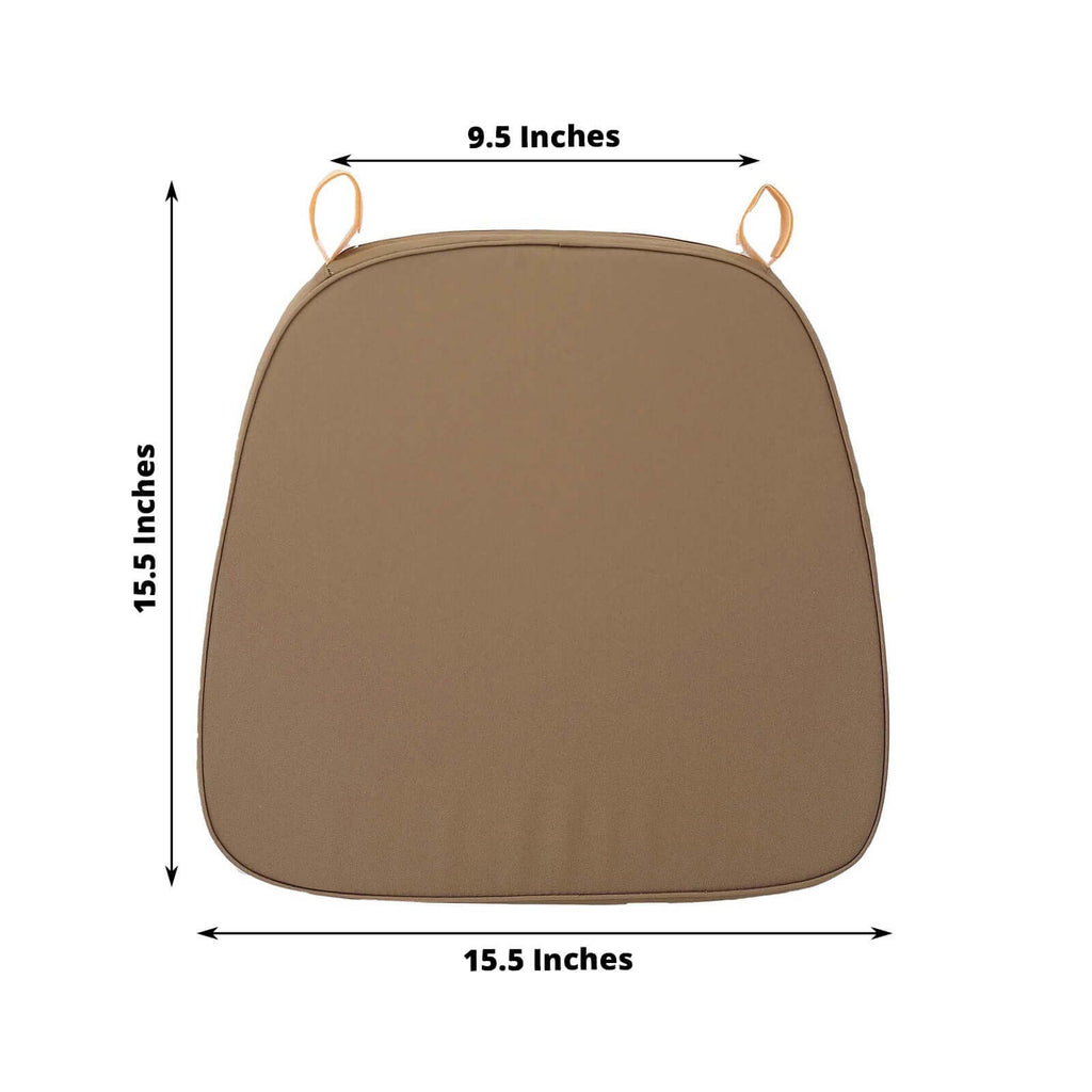 Chiavari Chair Cushion with 1.5" Thick Memory Foam and Ties Taupe - Stylish Removable Cover for Comfort - Bell Racket Store