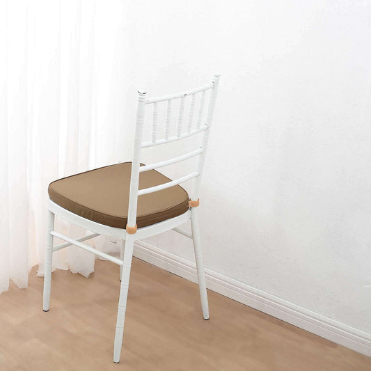Chiavari Chair Cushion with 1.5" Thick Memory Foam and Ties Taupe - Stylish Removable Cover for Comfort - Bell Racket Store