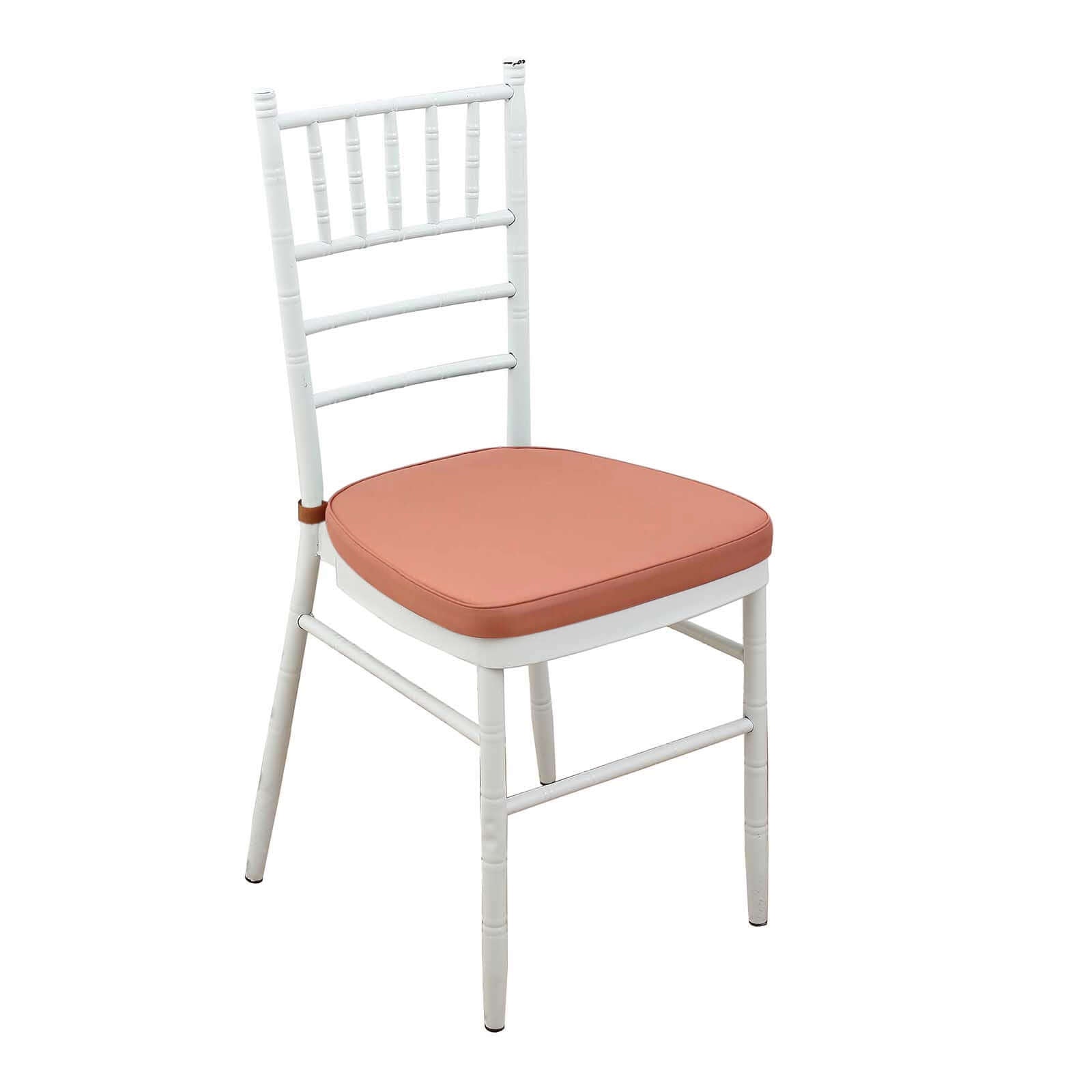 Chiavari Chair Cushion with 1.5" Thick Memory Foam and Ties Terracotta (Rust) - Stylish Removable Cover for Comfort - Bell Racket Store