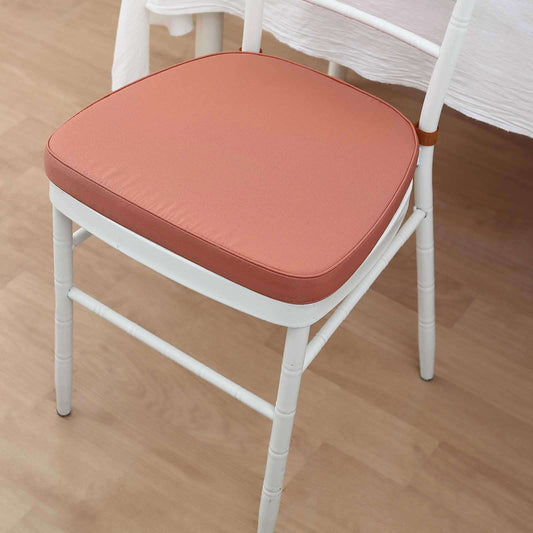 Chiavari Chair Cushion with 1.5" Thick Memory Foam and Ties Terracotta (Rust) - Stylish Removable Cover for Comfort - Bell Racket Store