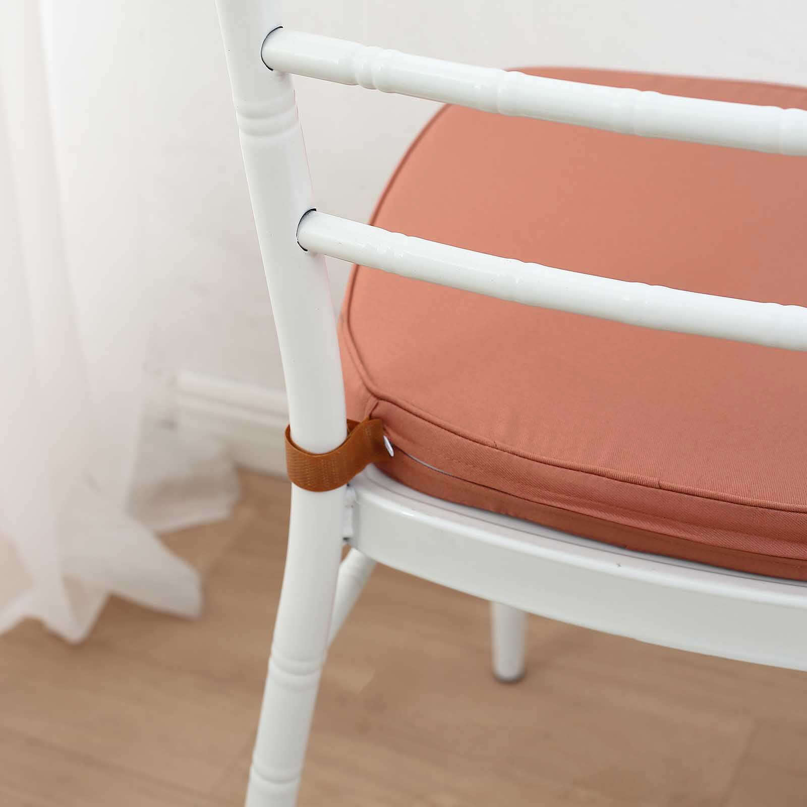 Chiavari Chair Cushion with 1.5" Thick Memory Foam and Ties Terracotta (Rust) - Stylish Removable Cover for Comfort - Bell Racket Store