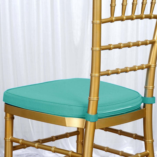 Chiavari Chair Cushion with 1.5" Thick Memory Foam and Ties Turquoise - Stylish Removable Cover for Comfort - NestOCart
