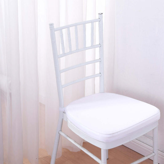 Chiavari Chair Cushion with 1.5" Thick Memory Foam and Ties White - Stylish Removable Cover for Comfort - NestOCart