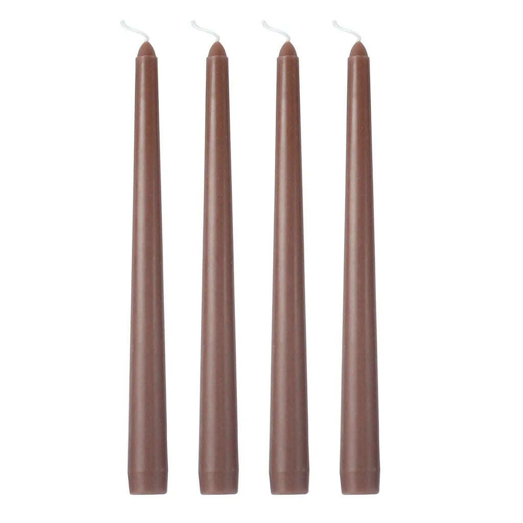 12-Pack Taper Candles Premium Wax Design Mocha Brown - Unscented Candles for Upscale Settings 10"