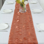 Taffeta Fabric 12"x108" Table Runner Terracotta (Rust) - 3D Leaf Petal Design