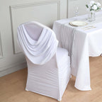 Spandex Chair Cover with Ruched Swag Back and Foot Pockets for Banquet Chairs White - Stylish Fitted Slipcover for Weddings & Gatherings