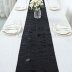 Taffeta Fabric 12"x108" Table Runner Black - 3D Leaf Petal Design