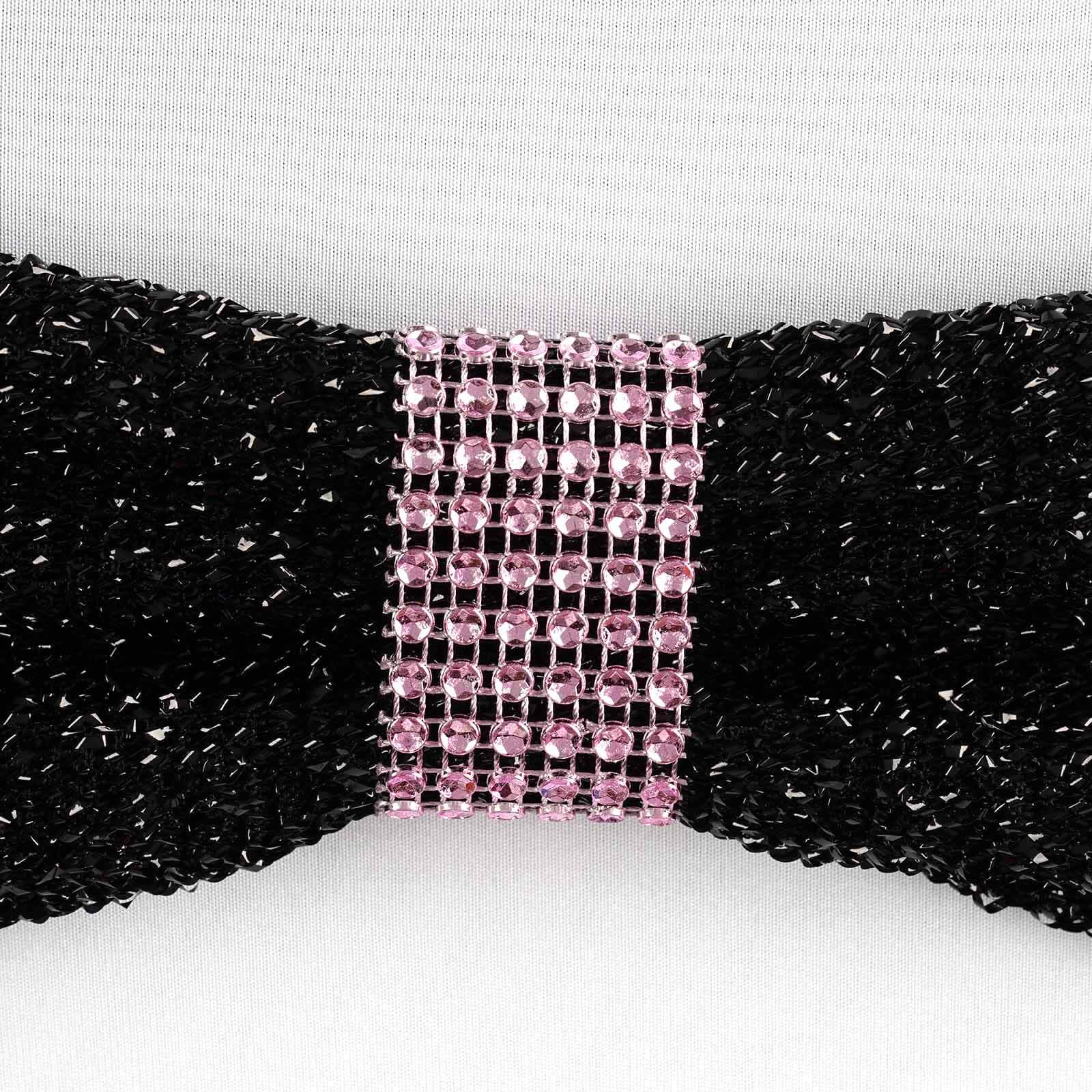 10 Pack Rhinestone Napkin Rings with Velcro Brooch Buckle Pink - Stylish Design for Chair Sashes