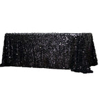 Sequin 90"x156" Rectangle Tablecloth Black - Seamless Big Payette Table Cover