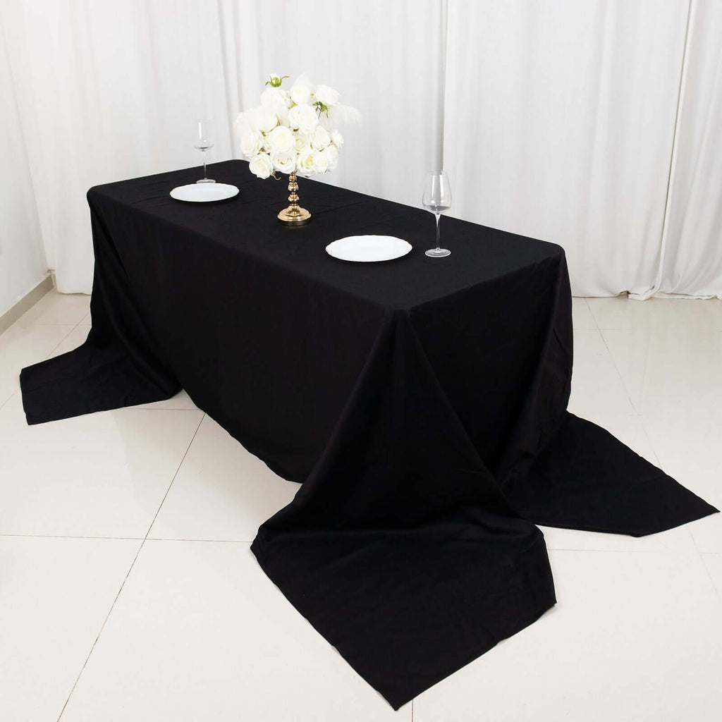100% Cotton 90"x156" Rectangle Tablecloth Black Linen - Seamless, Soft & Breathable Table Cover