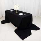 100% Cotton 90"x156" Rectangle Tablecloth Black Linen - Seamless, Soft & Breathable Table Cover