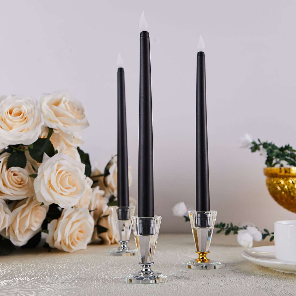 3-Pack LED Decorative Lighting Warm Flickering Black - Flameless Taper Candles 11"