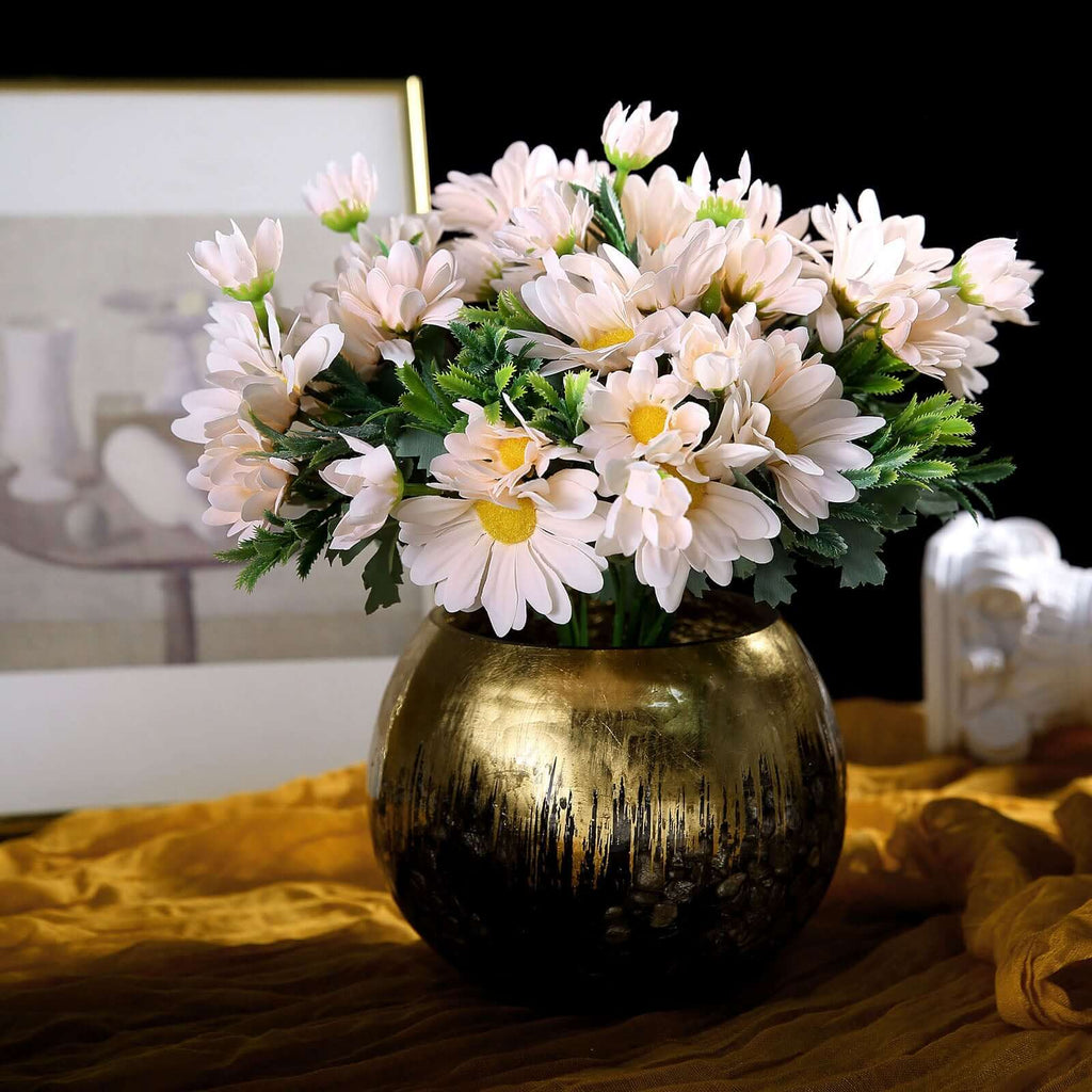 4 Bushes 11" Blush Artificial Silk Daisy Flower Bouquet Branches