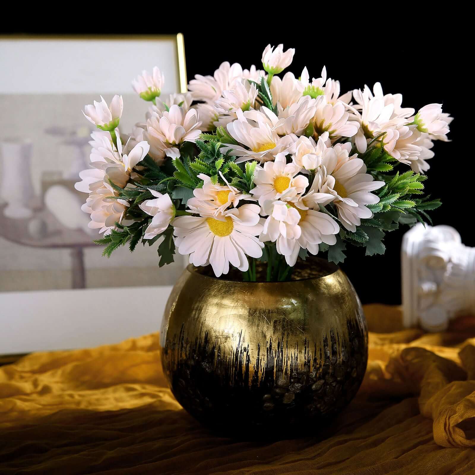 4 Bushes 11" Blush Artificial Silk Daisy Flower Bouquet Branches