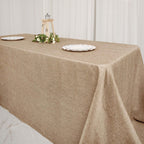 Faux Burlap Jute 90"x156" Rectangle Tablecloth Natural - Rustic Seamless Event Table Linen