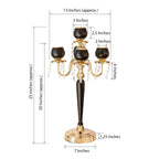 5-Arm Metal Candelabra Candle Holder Gold/Black - Chic Table Centerpiece for Events 25"
