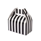 25 Pack White Black Striped Candy Gift Tote Gable Boxes, Party Favor Treat Bags - 6"x3.5"x7"
