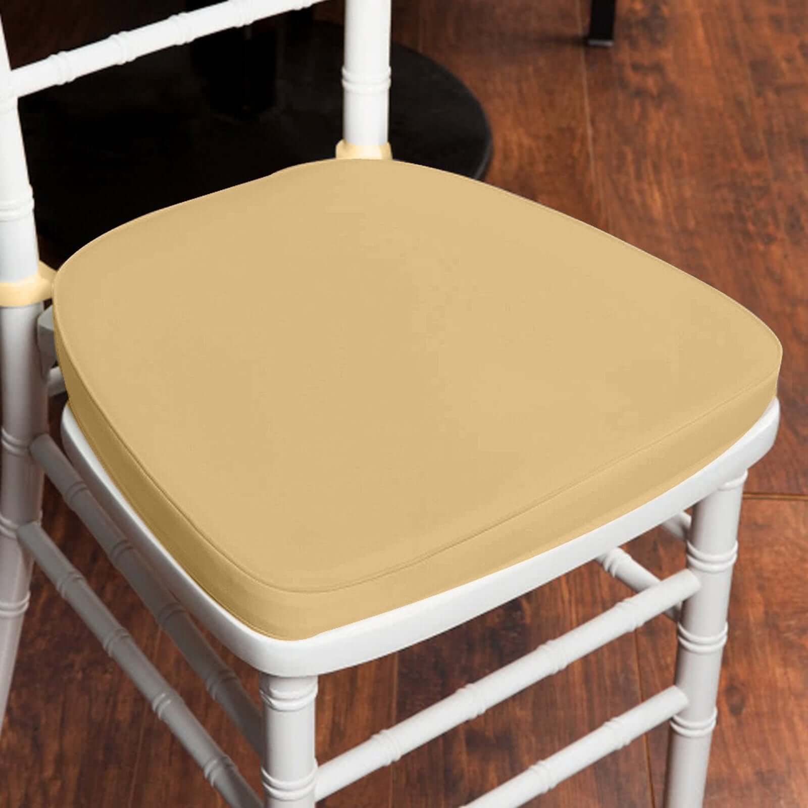 Chiavari Chair Cushion with 1.5" Thick Memory Foam and Ties Champagne - Stylish Removable Cover for Comfort