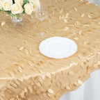 Taffeta 72"x72" Table Overlay Square Tablecloth Champagne - 3D Leaf Petal Table Cover