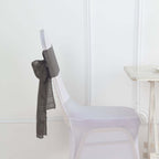 5 Pack Linen Chair Sashes 6"x108" Slubby Textured Charcoal Gray - Durable Wrinkle-Resistant Decor