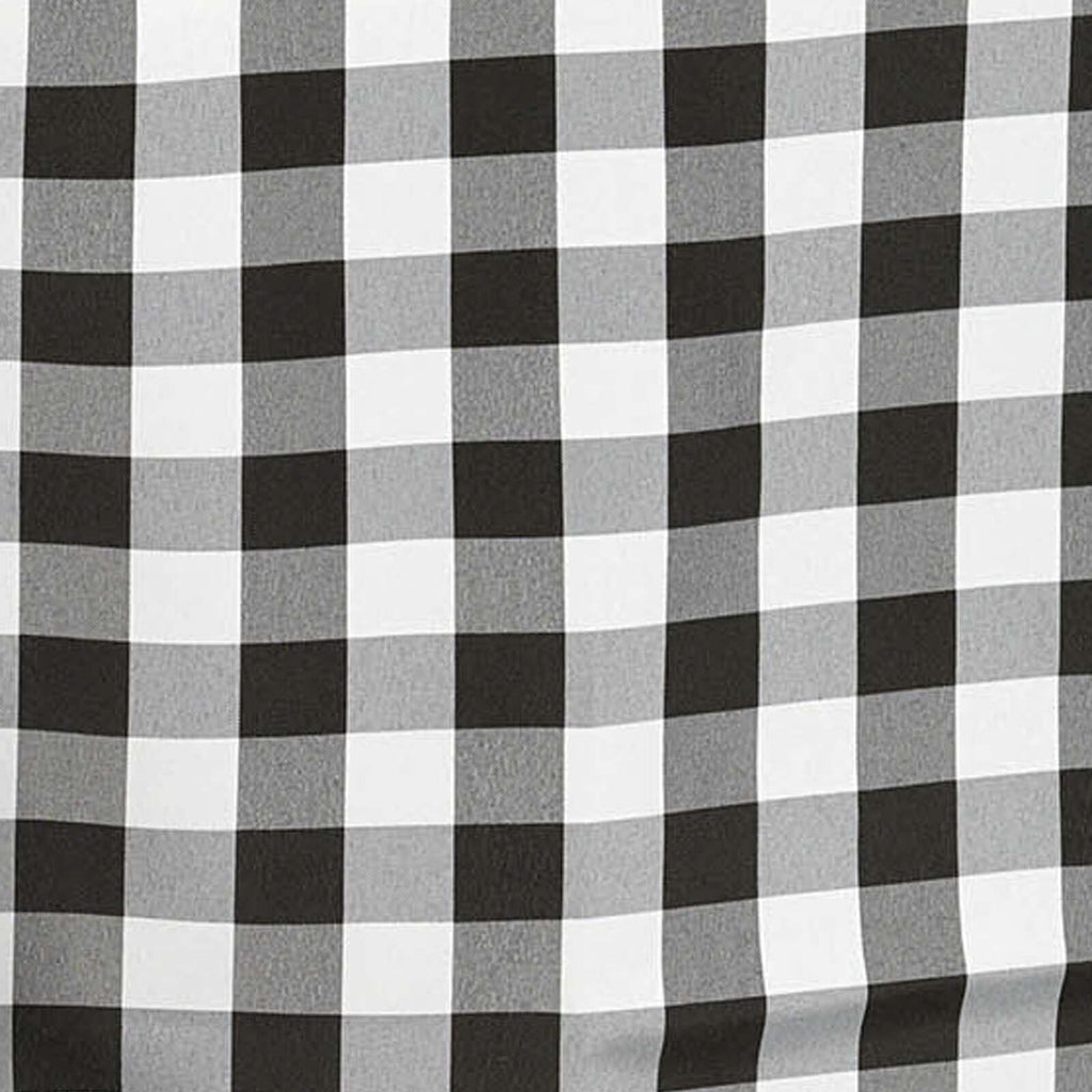 Polyester 70"x70" Square Tablecloth White/Black - Checkered Buffalo Plaid Design for Rustic Decor
