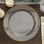 10-Pack Plastic 10" Round Dinner Plates in Clear with Beaded Rim - Disposable Party Plates for Banquets & Festive Occasions