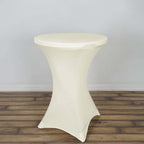 Spandex 30" Round Cocktail Table Cover Ivory - Easy to Maintain Stretch Fitted Highboy Tablecloth