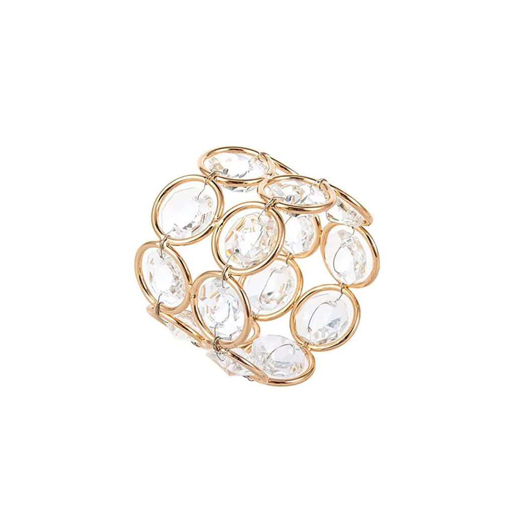 4 Pack Shiny Gold Acrylic Crystal Gem Beaded Napkin Rings