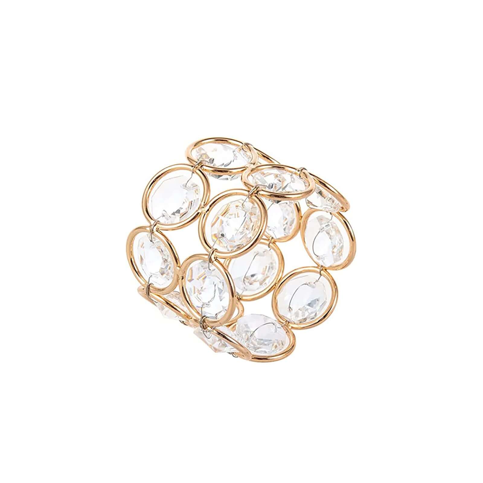 4 Pack Shiny Gold Acrylic Crystal Gem Beaded Napkin Rings