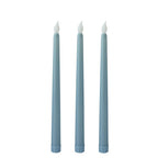 3-Pack LED Decorative Lighting Warm Flickering Dusty Blue - Flameless Taper Candles 11"